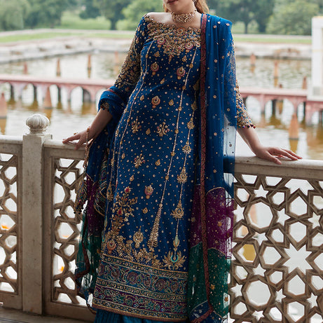 Farah Talib Aziz Inspired: Royal Blue Panelled