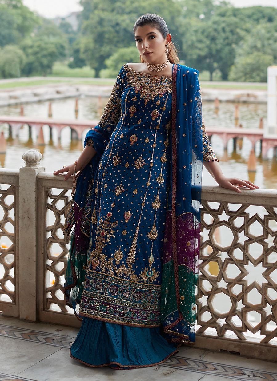 Farah Talib Aziz Inspired: Royal Blue Panelled