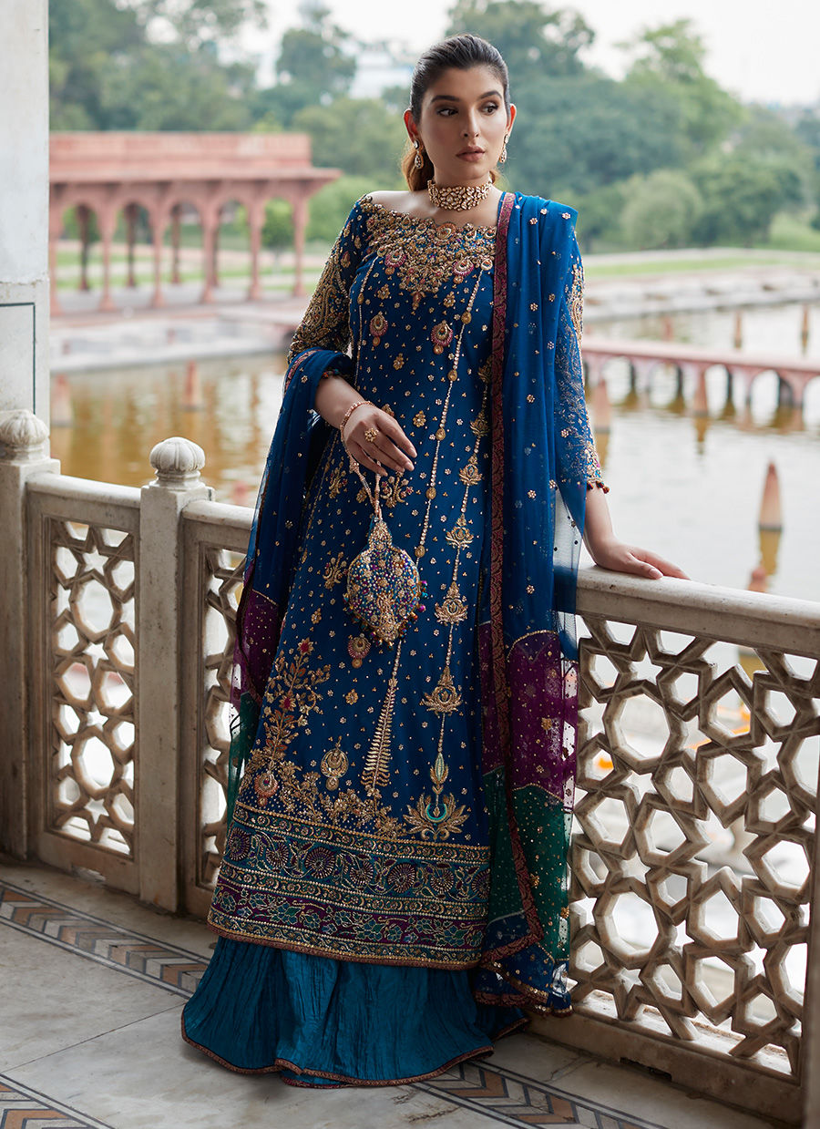 Farah Talib Aziz Inspired: Royal Blue Panelled