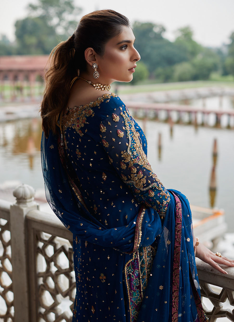 Farah Talib Aziz Inspired: Royal Blue Panelled